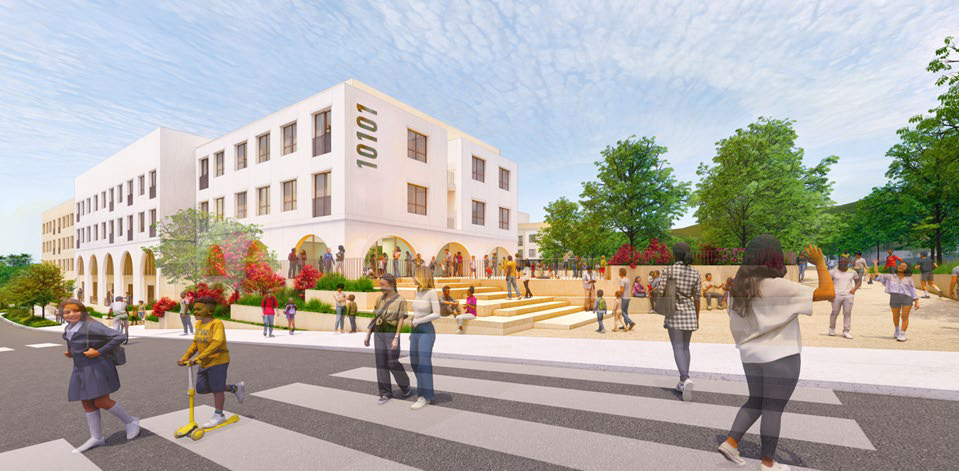 A rendering of a proposed affordable housing development at San...