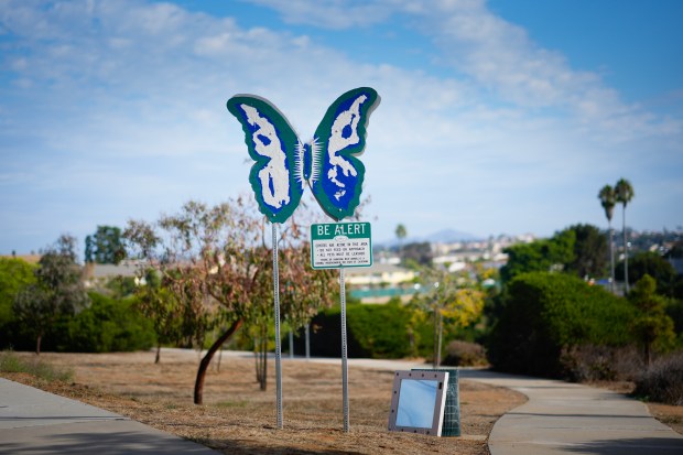 Artwork was displayed at Butterfly Park in early October in National City. (Nelvin C. Cepeda / The San Diego Union-Tribune)