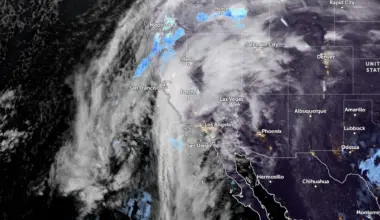 Satellite image of California as 0940 UTC on December 23, 2025