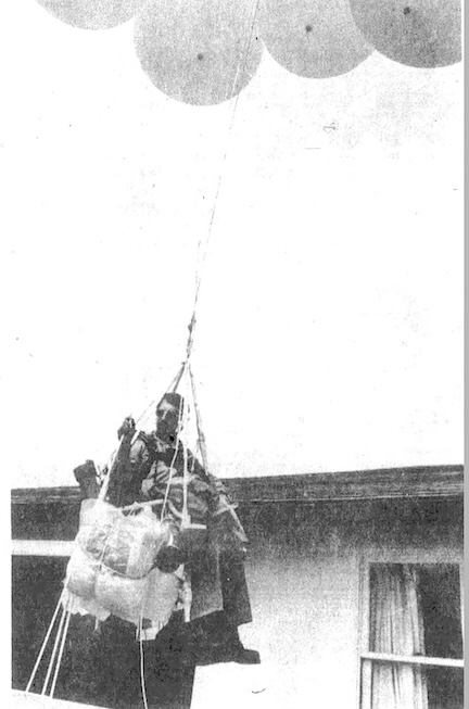 Larry Walters readies for his flight in San Pedro on...