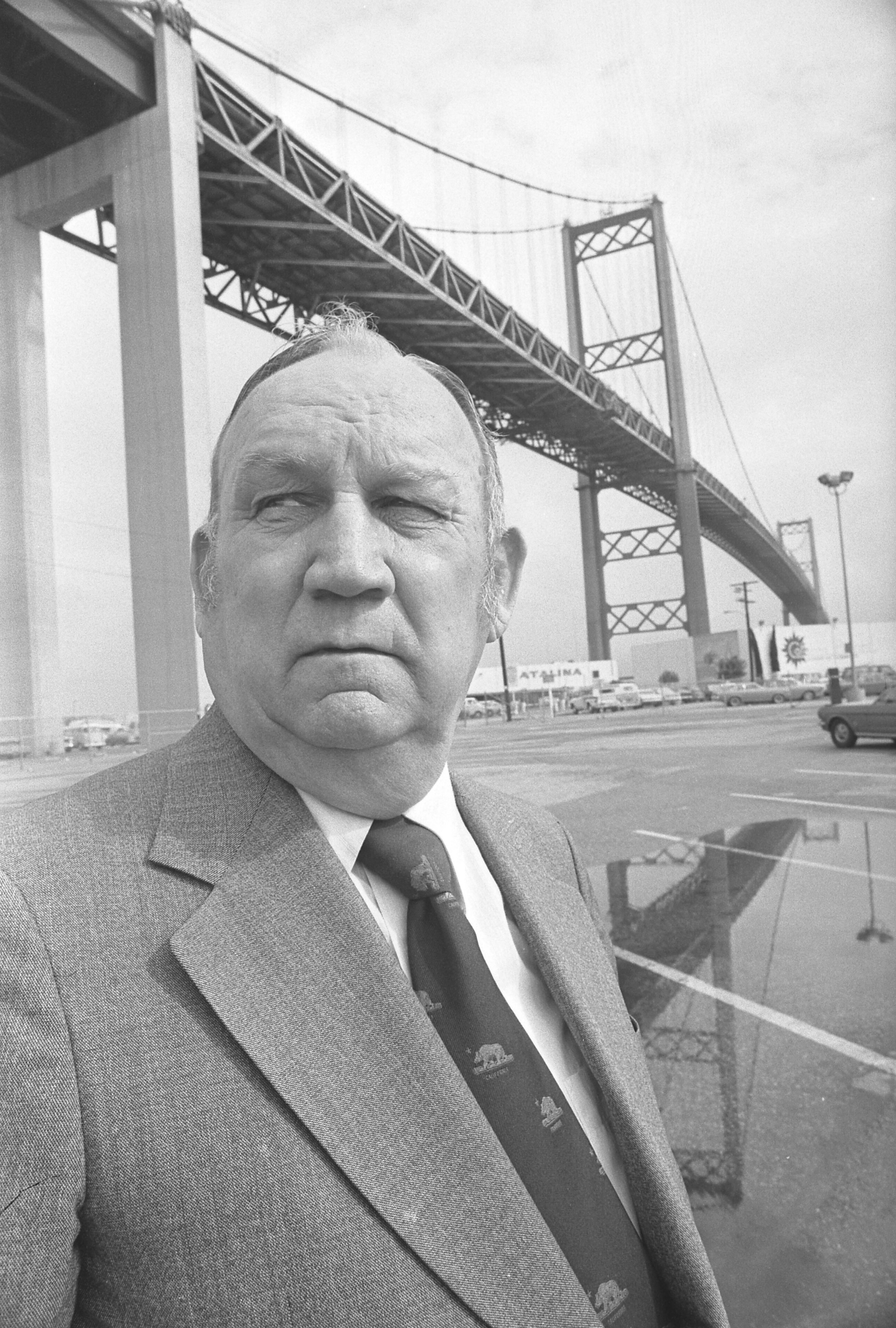 Assemblyman Vincent Thomas stands under the Vincent Thomas Bridge on...