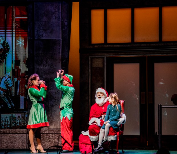 By contract, the story told and the musical numbers performed in "Miracle on 34th Street the Musical" cannot be altered from the original, right down to using a dated term like "dame." But the touring production makes use of five video walls for scene changes, in line with contemporary Broadway standards. (Photo courtesy of 313 Presents)