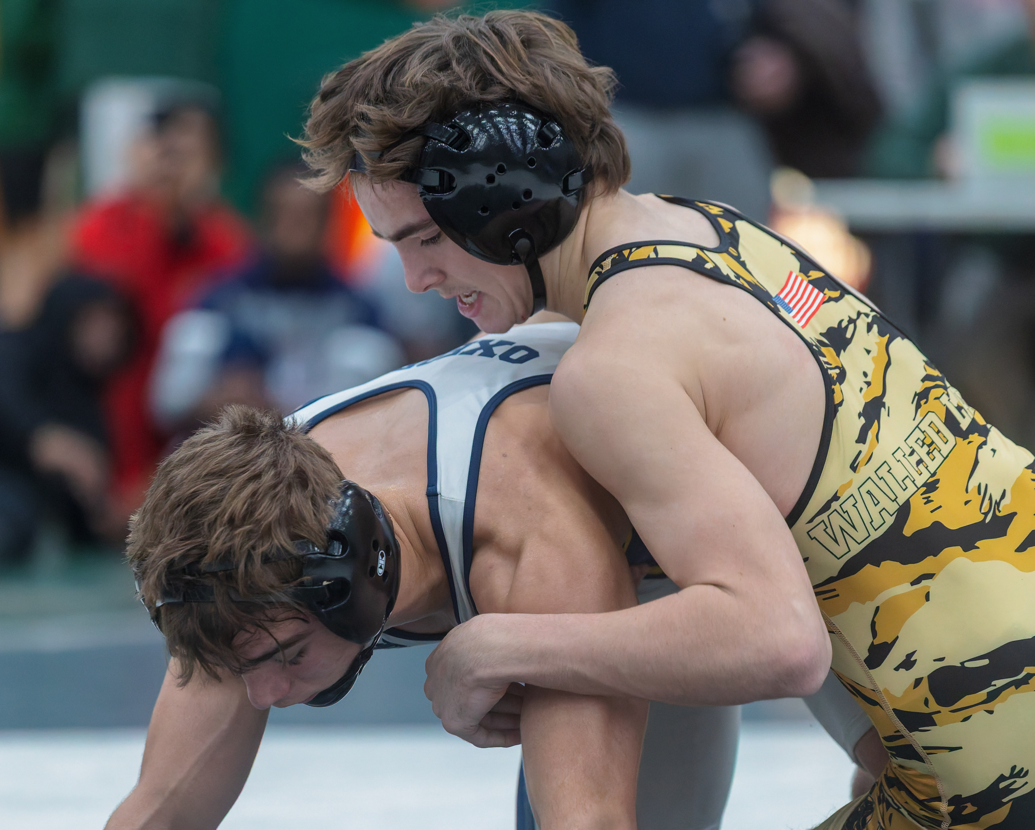 Oxford's Landon Johnson (left) defeated Walled Lake Northern's Dillon Welling...