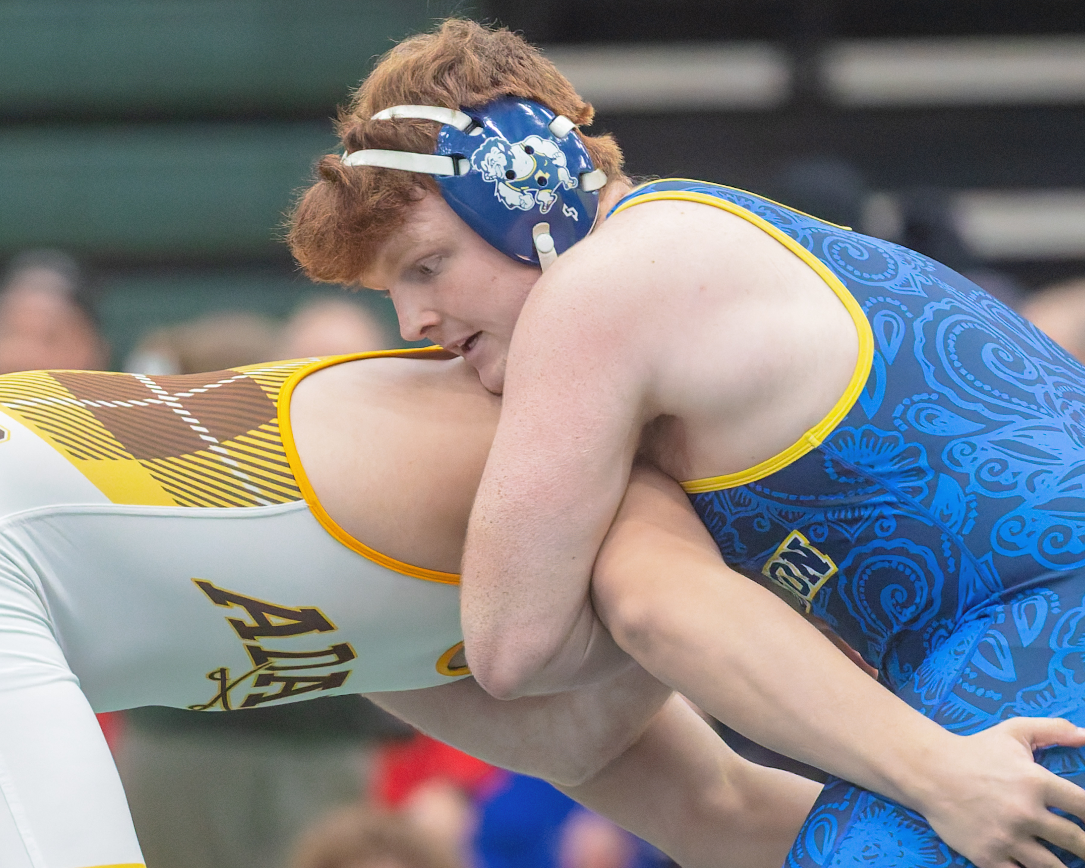 South Lyon's RJ Green (right) defeated Rochester Adams' Maxim Vostryakov...