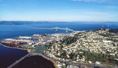 Aerial view of Astoria, OR