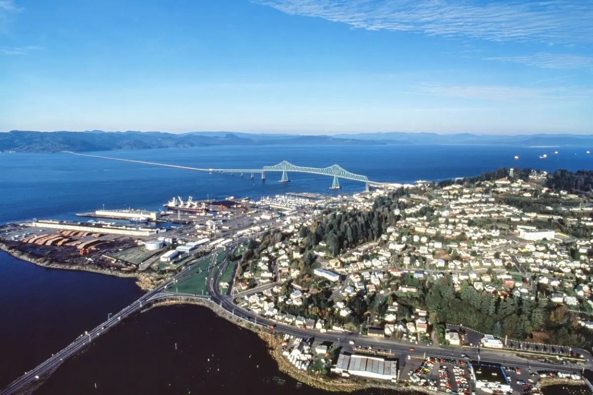 Aerial view of Astoria, OR
