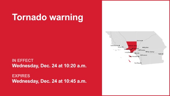 Tornado warning for Los Angeles County Wednesday morning – seek safe shelter – San Gabriel Valley Tribune