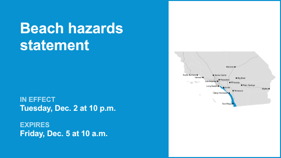 Beach hazards statement for Orange County Coast and San Diego County Coastal Areas from Tuesday to Friday – Orange County Register