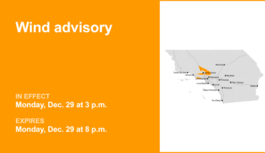 Wind advisory for 5 Freeway north of LA until Monday evening – gusts as high as 55 mph – Orange County Register