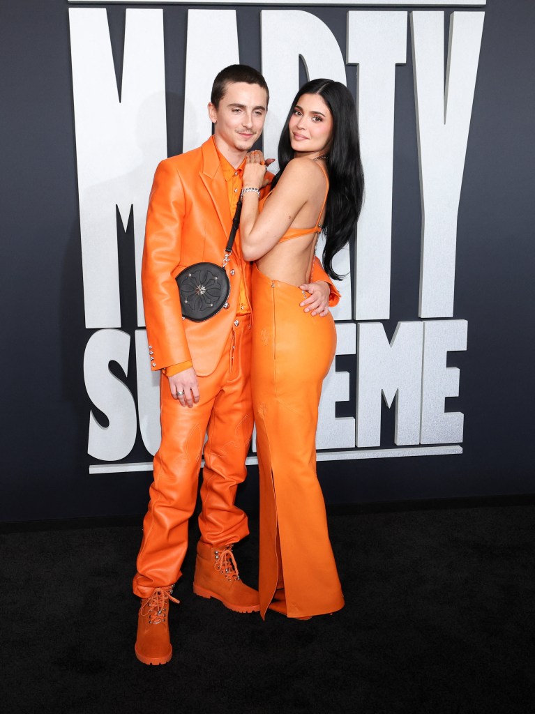Timothée Chalamet and Kylie Jenner attend the "Marty Supreme" premiere