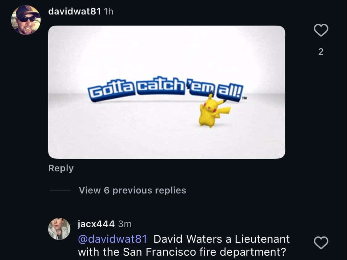 Screenshot of an Instagram post by sfgate about an ICE operation in West Oakland, showing comments including a meme and a critical reply about a fire department member.