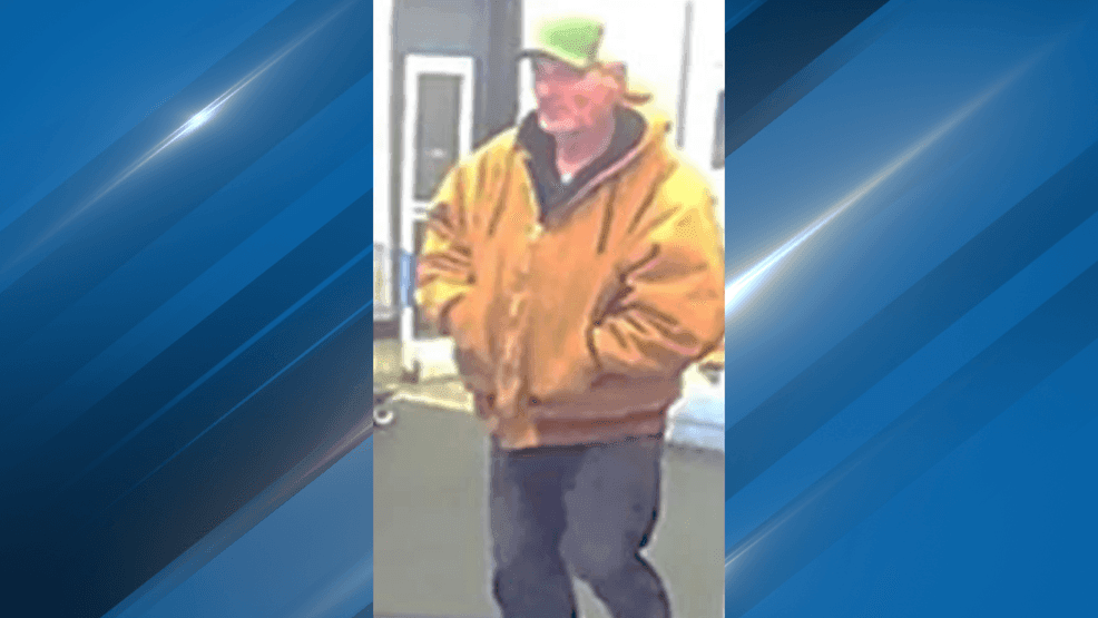 {p}A suspect is described as a man, about 40 to 50 years old, wearing a green and white baseball cap, a brown jacket and blue jeans.  PHOTO: BPD{/p}