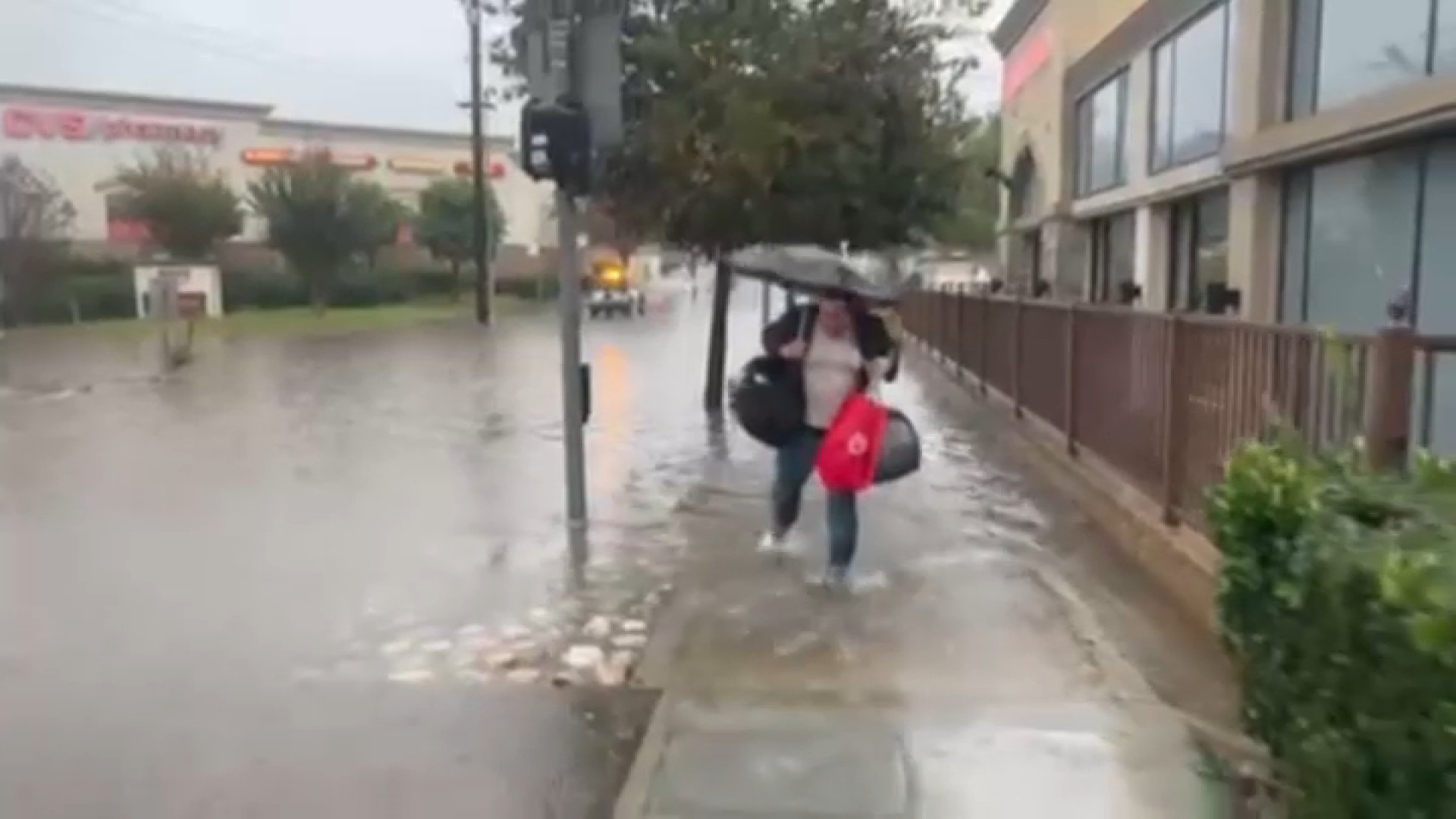 A intersection near Colorado Boulevard and Monte Bonita Drive was flooded in Eagle Rock.