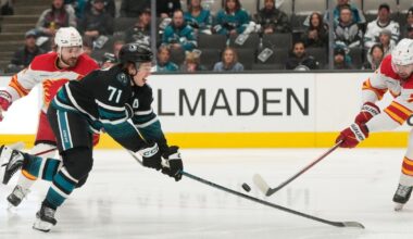 Celebrini's jaw-dropping goal helps Sharks beat Flames 6-3 :: WRAL.com