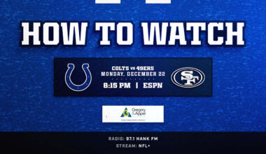 Where to watch San Francisco 49ers at Indianapolis Colts? The week 16 game kicks off at 8:15 p.m. ET this Monday and is available to watch on ESPN.