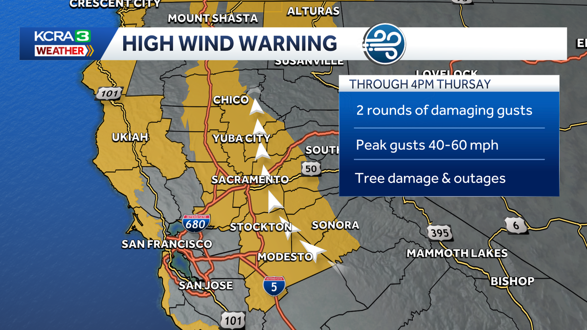 Northern California High Wind Warning through Thursday afternoon