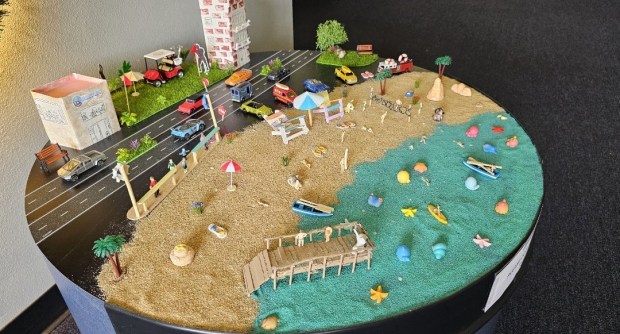 "La Jolla Through My Eyes" is an art installation made by Balanced Fitness & Health housekeeping manager Cristina Clay that is on view at the gym's location in La Jolla. (Cristina Clay)