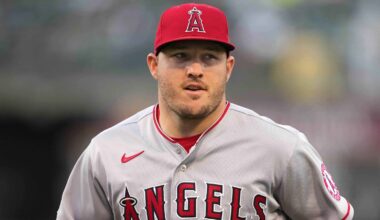 Mike Trout in his Angels uniform