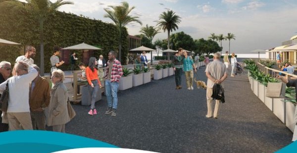 A rendering depicts the planned Promenade de la Playa in La Jolla Shores. (Provided by Phil Wise and Darren Moore)