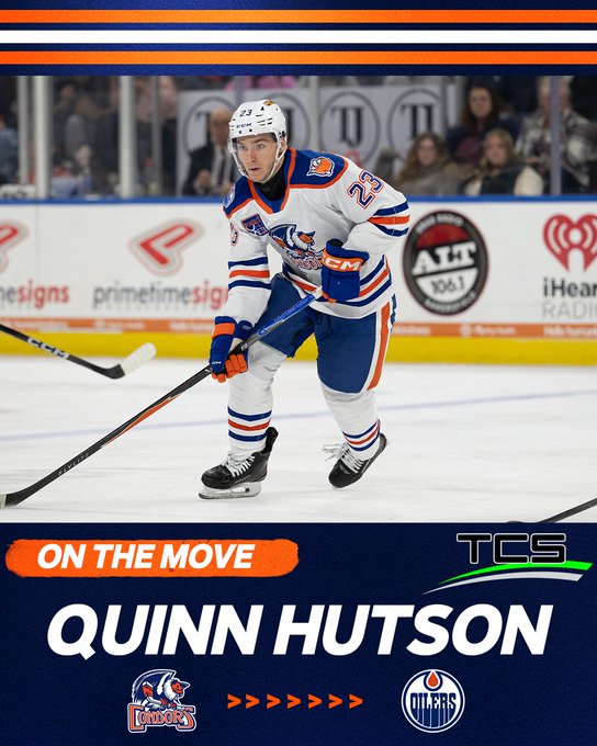 Oilers Recall AHL Rookie Points Leader Quinn Hutson for NHL Opportunity