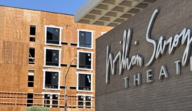 saroyan theater with construction in background