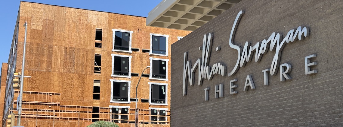 saroyan theater with construction in background
