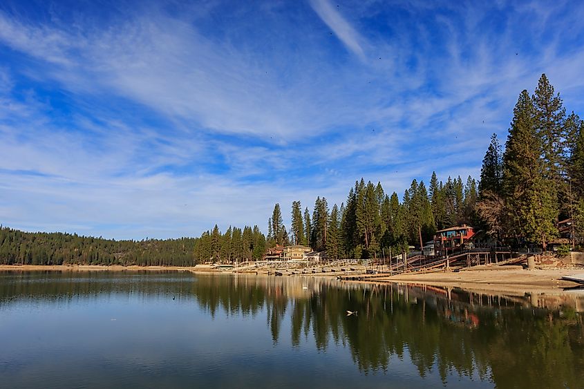 Morning view of the Bass lake, California