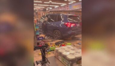 Vehicle crashes into Redwood City hardware store, catches fire