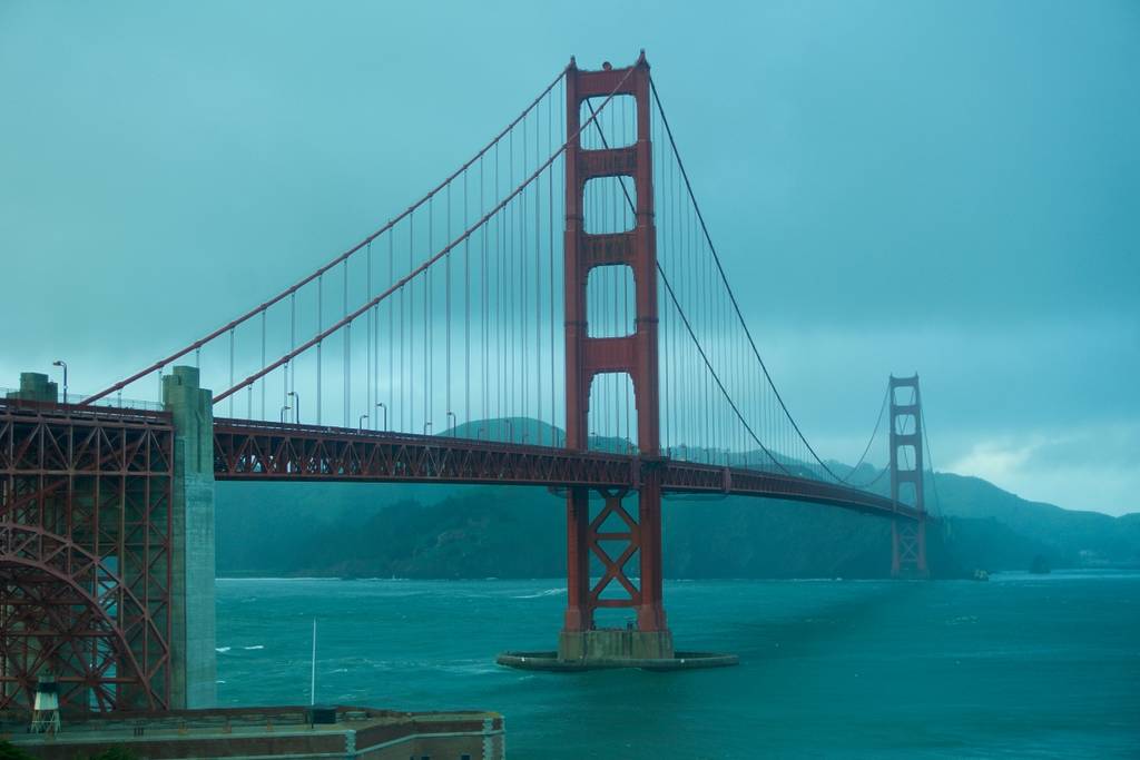 Golden Gate Bridge during a storm