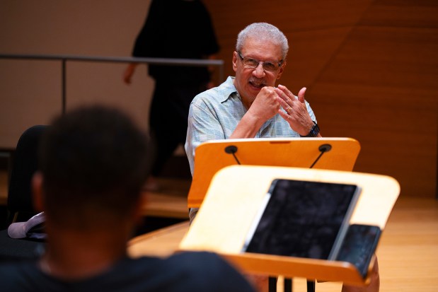 Bodhi Tree Concerts will present the world premiere of composer Anthony Davis' children's opera "Pancho Rabbit and the Coyote" in January, with performances in Chula Vista and Tijuana. Davis is seen here at a rehearsal for the piece. (Erik Jepsen / UCSD)