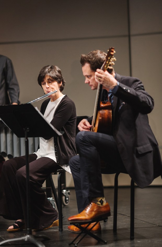 San Diego New Music performers Lisa Cella, left, and conductor/guitarist Collin McAllister will perform in the 18th annual soundON Festival Jan. 8-10 in La Jolla. (San Diego New Music)