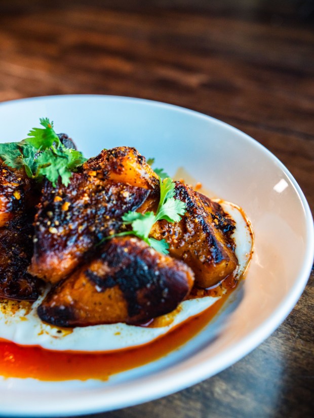 Chef Seth Tuma's top-selling dish at Little Fawn Kitchen + Bar in Oceanside is his roasted butternut squash with salsa macha and honey Greek yogurt. (Alex Malik)