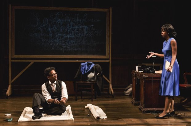 Playwright Michael Benjamin Washington as Bayard Rustin and Mandi Masden as Miriam Caldwell in La Jolla Playhouse's 2015 production of 'Blueprints To Freedom: An Ode To Bayard Rustin." (La Jolla Playhouse)