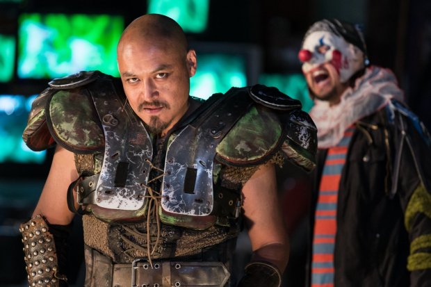 Kinan Valdez, left, and Robert Milz in Herbert Siguenza's "El Henry," co-produced by La Jolla Playhouse and San Diego Repertory Theatre in the outdoor lot Makers Quarter in East Village in 2014. presented by La Jolla Playhouse and San Diego Rep at makers square in East Village in 2014. (Jim Carmody)