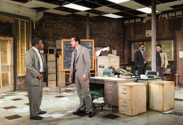Ray Anthony Thomas, Johnny Wu, Manu Narayan and Jeff Marlow in La Jolla Playhouse's 2012 production of David Mamet's "Glengarry Glen Ross," directed by Christopher Ashley. (Craig Schwartz)