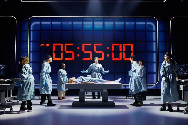 Paul Alexander Nolan, center, with the cast of La Jolla Playhouse's world-premiere 2025 musical "The Heart," directed by Christopher Ashley. (Rich Soublet II)