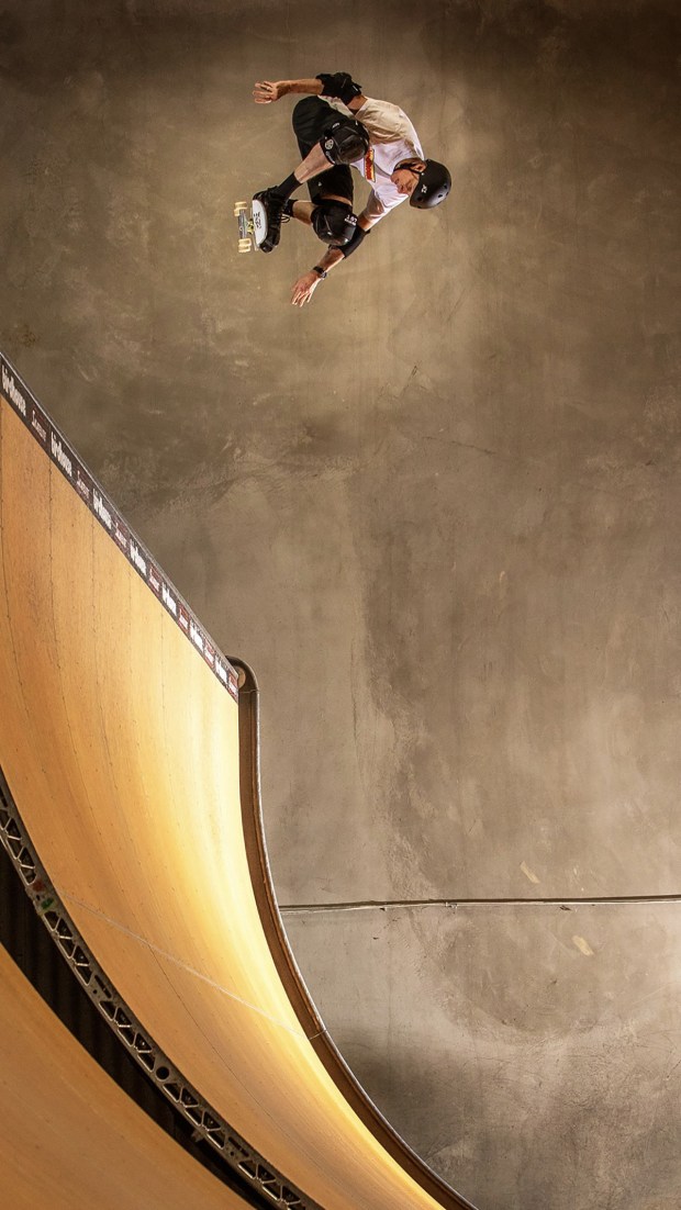 Skating icon Tony Hawk, seen here performing an Ollie skating jump, will appear in Golden State Ballet's "The Nutcracker" on Saturday, Dec. 20, at the San Diego Civic Theatre. (J. Grant Brittain)