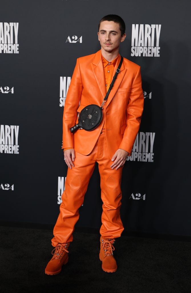 Timothée Chalamet attends the "Marty Supreme" premiere