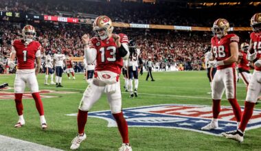 Brock Purdy's 5 TDs lead 49ers to 42-38 win over the Bears