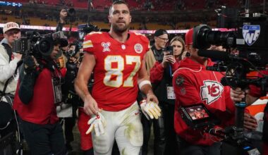 Travis Kelce ascends all-time NFL receptions list while weighing exit