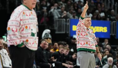 No. 9 Michigan State beats Oakland 79-70 as Tom Izzo and Greg Kampe don custom holiday sweaters