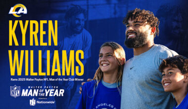 Los Angeles Rams running back Kyren Williams named the Rams’ club winner for Walter Payton NFL Man of the Year Award presented by Nationwide