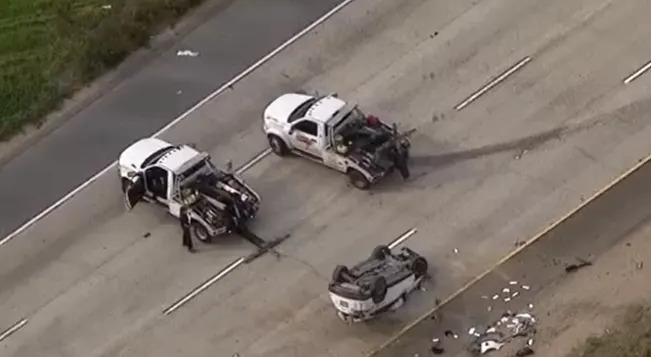 Crash on I-15 in San Diego on Jan. 28, 2026. (SkyFOX/KUSI in the Sky)