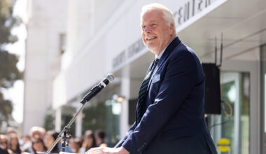 Mark Asta speaks during the Grimes Engineering Center opening celebration