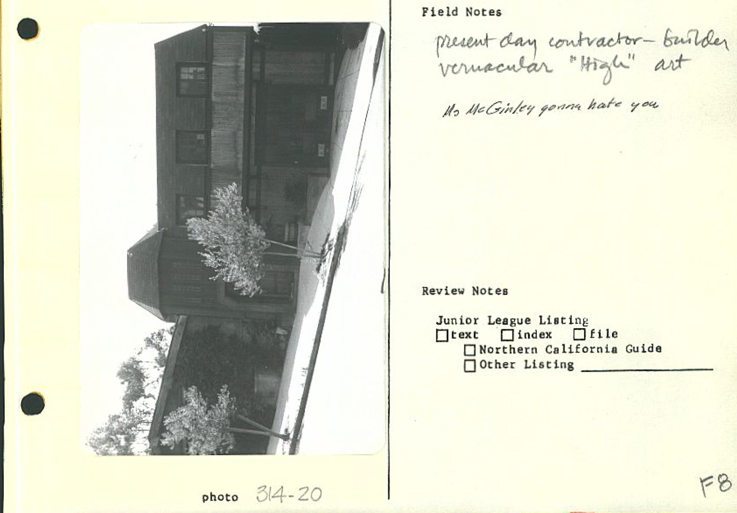 1043-1045 Clayton Street Historic Survey field notes, document via SF Planning