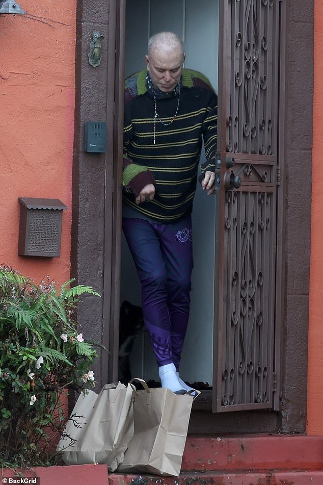 The fallen star grabbed groceries at his LA home