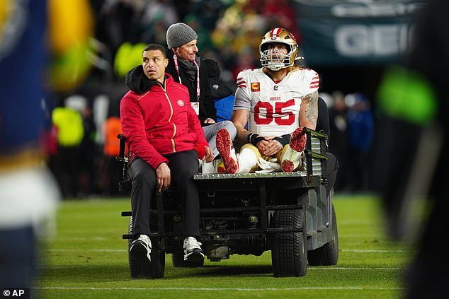 Kittle was carted off the field after suffering the heartbreaking season-ending injury