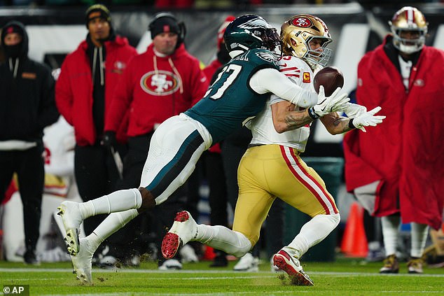 George Kittle suffered an Achilles tear in the first half of the 49ers' playoff game in Philadelphia