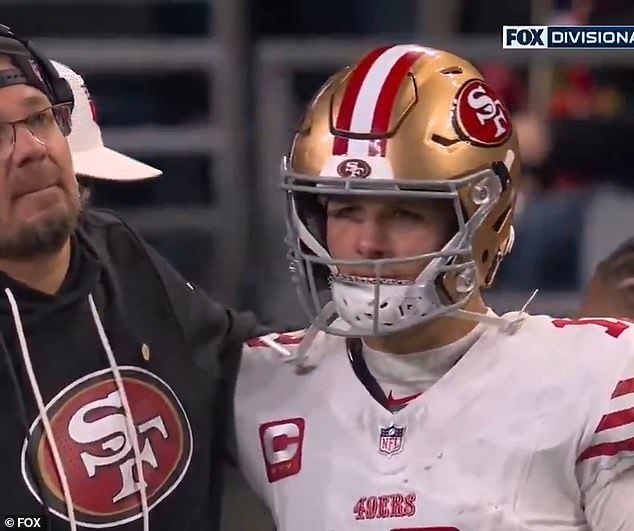 San Francisco quarterback Brock Purdy was seen crying on the sidelines on Saturday night