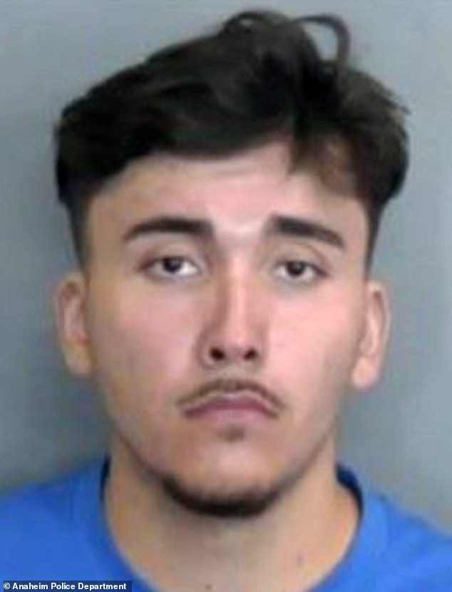 Alleged DUI driver Daniel Ramos (pictured in his mugshot), 24, from Riverside, has been arrested on suspicion of felony driving under the influence and vehicular manslaughter